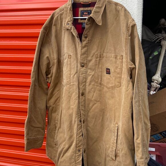 Vintage Walls Brown Duck Canvas Fleece Lined Jacket Red Plaid Insulated 3X Men’s - Picture 2 of 12
